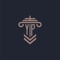 logo monogramme initial yp avec conception de pilier pour image vectorielle de cabinet d'avocats vecteur