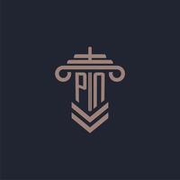 pn logo monogramme initial avec conception de pilier pour image vectorielle de cabinet d'avocats vecteur
