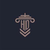 logo monogramme initial ho avec conception de pilier pour image vectorielle de cabinet d'avocats vecteur