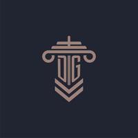 logo monogramme initial dg avec conception de pilier pour image vectorielle de cabinet d'avocats vecteur