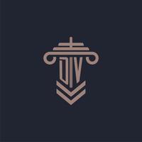 logo monogramme initial dv avec conception de pilier pour image vectorielle de cabinet d'avocats vecteur