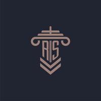 logo monogramme initial rs avec conception de pilier pour image vectorielle de cabinet d'avocats vecteur