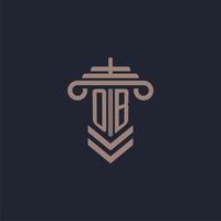 ob logo monogramme initial avec conception de pilier pour image vectorielle de cabinet d'avocats vecteur