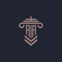 logo monogramme initial ra avec conception de pilier pour image vectorielle de cabinet d'avocats vecteur