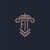 logo monogramme initial ft avec conception de pilier pour image vectorielle de cabinet d'avocats vecteur