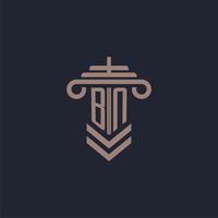 logo monogramme initial bn avec conception de pilier pour image vectorielle de cabinet d'avocats vecteur