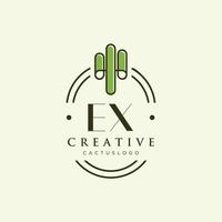 ex lettre initiale cactus vert logo vecteur