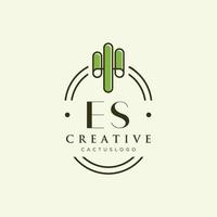 es lettre initiale cactus vert logo vecteur