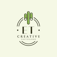 et lettre initiale cactus vert logo vecteur