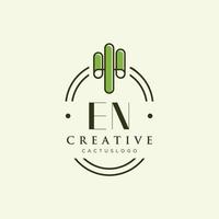 fr lettre initiale cactus vert logo vecteur