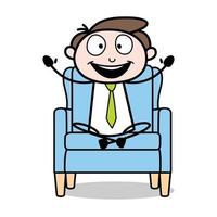 atout d'un personnage de dessin animé de jeune homme d'affaires assis les jambes croisées sur le canapé vecteur