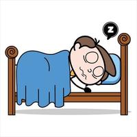 atout du personnage de dessin animé de jeune homme d'affaires dormant profondément dans sa chambre vecteur