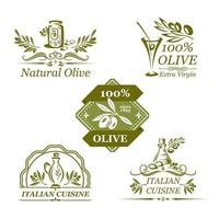 icônes vectorielles d'olives pour l'huile d'olive biologique vecteur