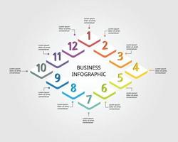 modèle de tableau de nombre d'étapes pour infographie pour présentation pour 12 éléments vecteur