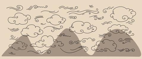 vecteur doosle ensemble de doodle vent, météo, environnement