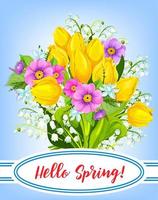 carte de voeux de vacances de printemps de vecteur avec des fleurs