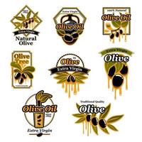 ensemble d'étiquettes de marque de produit premium d'huile d'olive vecteur