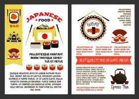 affiche de menu de vecteur pour la nourriture japonaise de sushi