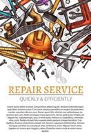 affiche de vecteur d'outils de travail pour le service de réparation