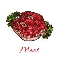 croquis isolé de steak de viande pour la conception de produits alimentaires vecteur