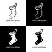 icône de logo de dessin animé de chaussettes de noël. symbole d'ornement de Noël. illustration de vêtements d'hiver vecteur