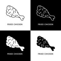 logo de poulet frit. illustration de nourriture et de boisson. symbole d'icône de restauration rapide de poulet pilon vecteur