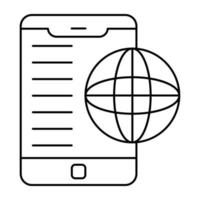 globe à l'intérieur d'un smartphone présentant un navigateur mobile vecteur