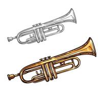 instrument de musique de trompette de croquis de vecteur