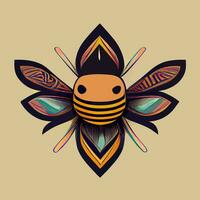 illustration graphique vectoriel d'éléments de design décoratif élégant dessinés à la main d'abeilles tribales pour logo, impressions, affiches, autocollants en vinyle d'art mural, image vectorielle