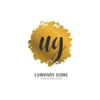 ug écriture initiale et création de logo de signature avec cercle. beau design logo manuscrit pour la mode, l'équipe, le mariage, le logo de luxe. vecteur