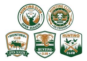icônes d'animaux sauvages de vecteur de club de chasse pour les badges