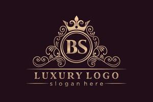 bs lettre initiale or calligraphique féminin floral monogramme héraldique dessiné à la main antique vintage style luxe logo design vecteur premium