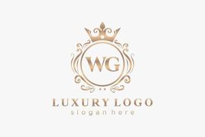 modèle de logo de luxe royal de lettre wg initiale dans l'art vectoriel pour le restaurant, la royauté, la boutique, le café, l'hôtel, l'héraldique, les bijoux, la mode et d'autres illustrations vectorielles.