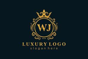 modèle de logo de luxe royal lettre initiale wj en art vectoriel pour restaurant, royauté, boutique, café, hôtel, héraldique, bijoux, mode et autres illustrations vectorielles.