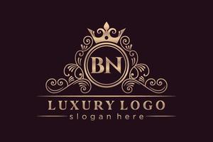 bn lettre initiale or calligraphique féminin floral monogramme héraldique dessiné à la main antique vintage style luxe logo design prime vecteur