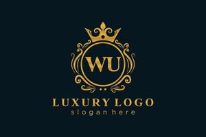 modèle de logo de luxe royal lettre wu initiale dans l'art vectoriel pour restaurant, redevance, boutique, café, hôtel, héraldique, bijoux, mode et autres illustrations vectorielles.