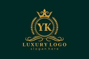 modèle initial de logo de luxe royal de lettre yk dans l'art vectoriel pour le restaurant, la royauté, la boutique, le café, l'hôtel, l'héraldique, les bijoux, la mode et d'autres illustrations vectorielles.