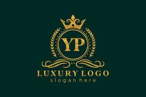 modèle initial de logo de luxe royal de lettre yp dans l'art vectoriel pour le restaurant, la royauté, la boutique, le café, l'hôtel, l'héraldique, les bijoux, la mode et d'autres illustrations vectorielles.