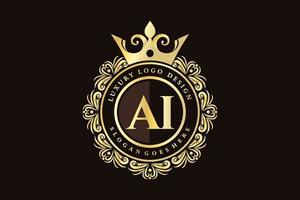 ai lettre initiale or calligraphique féminin floral monogramme héraldique dessiné à la main antique style vintage luxe logo design vecteur premium