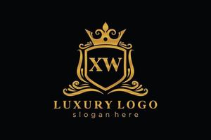 modèle de logo de luxe royal lettre initiale xw dans l'art vectoriel pour le restaurant, la royauté, la boutique, le café, l'hôtel, l'héraldique, les bijoux, la mode et d'autres illustrations vectorielles.