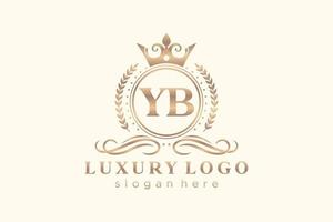 modèle initial de logo de luxe royal de lettre yb dans l'art vectoriel pour le restaurant, la royauté, la boutique, le café, l'hôtel, l'héraldique, les bijoux, la mode et d'autres illustrations vectorielles.