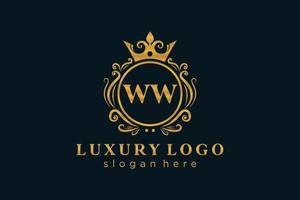 modèle de logo de luxe royal lettre initiale ww en art vectoriel pour restaurant, royauté, boutique, café, hôtel, héraldique, bijoux, mode et autres illustrations vectorielles.