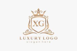 modèle initial de logo de luxe royal de lettre xg dans l'art vectoriel pour le restaurant, la royauté, la boutique, le café, l'hôtel, l'héraldique, les bijoux, la mode et d'autres illustrations vectorielles.