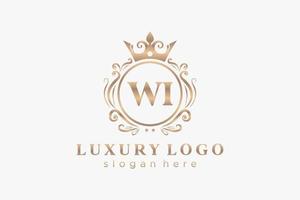 modèle de logo de luxe royal de lettre initiale wi dans l'art vectoriel pour le restaurant, la royauté, la boutique, le café, l'hôtel, l'héraldique, les bijoux, la mode et d'autres illustrations vectorielles.