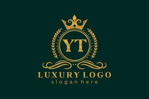 modèle initial de logo de luxe royal de lettre yt dans l'art vectoriel pour le restaurant, la royauté, la boutique, le café, l'hôtel, l'héraldique, les bijoux, la mode et d'autres illustrations vectorielles.