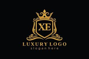 modèle initial de logo de luxe royal de lettre xe dans l'art vectoriel pour le restaurant, la royauté, la boutique, le café, l'hôtel, l'héraldique, les bijoux, la mode et d'autres illustrations vectorielles.