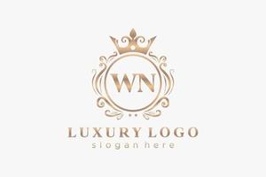 modèle de logo de luxe royal lettre initiale wn dans l'art vectoriel pour restaurant, royauté, boutique, café, hôtel, héraldique, bijoux, mode et autres illustrations vectorielles.