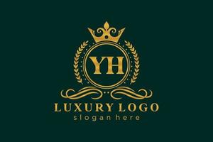 modèle initial de logo de luxe royal de lettre yh dans l'art vectoriel pour le restaurant, la royauté, la boutique, le café, l'hôtel, l'héraldique, les bijoux, la mode et d'autres illustrations vectorielles.