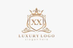 modèle de logo de luxe royal lettre initiale xx en art vectoriel pour restaurant, royauté, boutique, café, hôtel, héraldique, bijoux, mode et autres illustrations vectorielles.