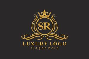 modèle de logo de luxe royal lettre initiale sr en art vectoriel pour restaurant, royauté, boutique, café, hôtel, héraldique, bijoux, mode et autres illustrations vectorielles.